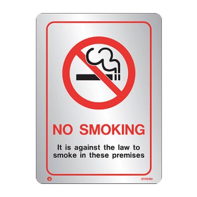Stainless Steel Prohibition No Smoking Sign Radius Corners Fire Depot