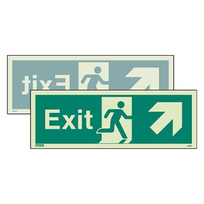 Sign Exit Up Left/Right Photolum Fire Depot