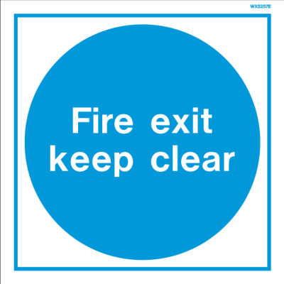 Sign Fire Exit Keep Clear White C/W Exterior Coating Fire Depot