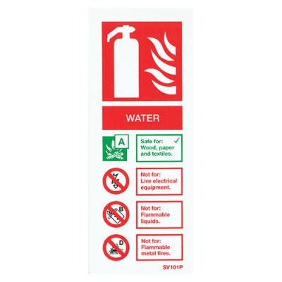 Sign Water, White Self-Adhesive - Pack Of 10 Fire Depot