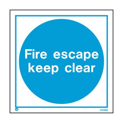 Sign Fire Escape Keep Clear White Fire Depot