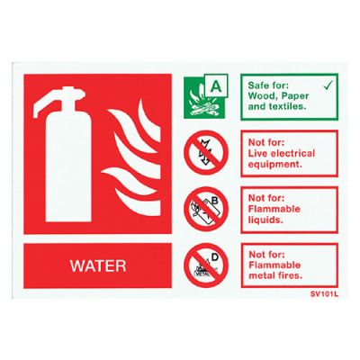 Sign Water, White Self-Adhesive - Pack Of 10 Fire Depot