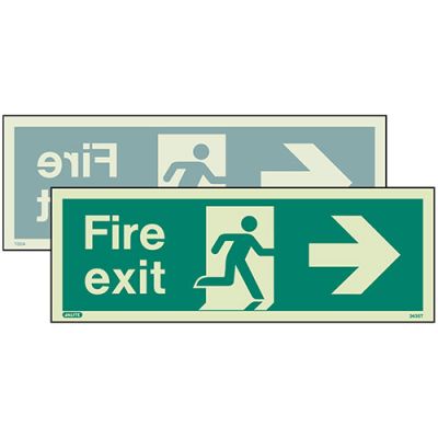 Sign Fire Exit Left/Right Photolum Fire Depot