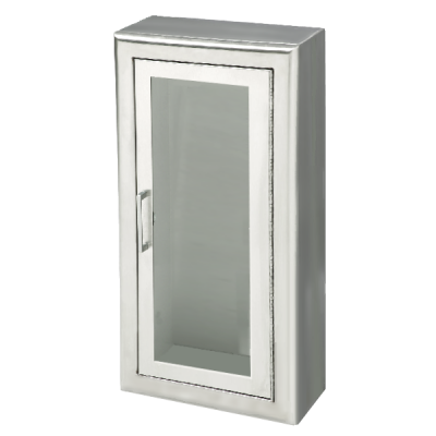 Firechief Arc Single Cabinet - Stainless Steel Semi-recessed Clear Acrylic Glazed Door Fire Depot