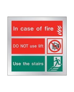 Sign IN CASE OF FIRE Stainless Steel Brushed (STB6434C)