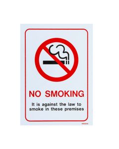 Sign NO SMOKING It is against the law to White Rigid