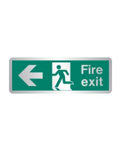 Sign Fire Exit Left Brushed Stainless Steel (STB430T)