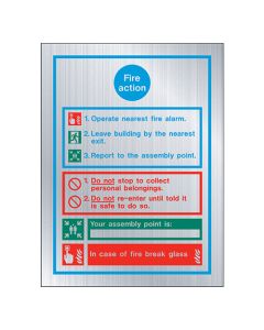 Sign GENERAL FIRE ACTION, Brushed Aluminium
