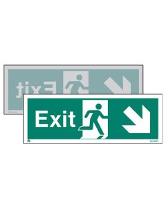Double-Sided Exit Sign Down To Right Or Down To Left (W448DST)