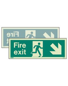 Sign FIRE EXIT DOWN LEFT/RIGHT Photolum (439DST/R)