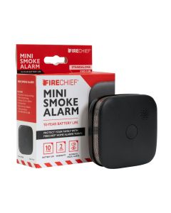 Firechief Mini Smoke Alarm 10 Year Sealed Battery - Black (FMS10B)