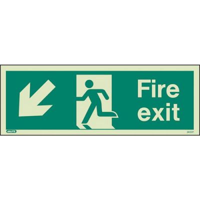 Sign FIRE EXIT DOWN LEFT Photolum