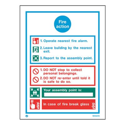 Sign FIRE ACTION White (W5537DD)