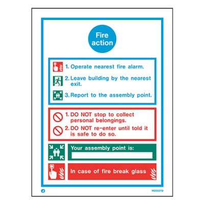 Sign FIRE ACTION White