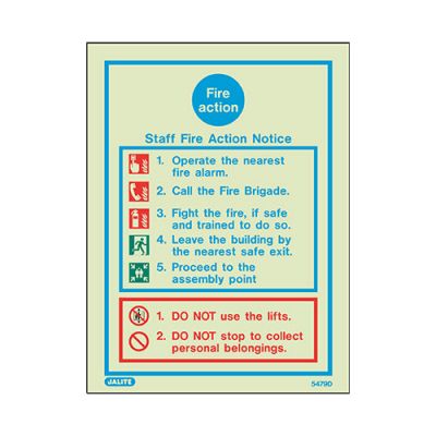 Sign FIRE ACTION Photolum