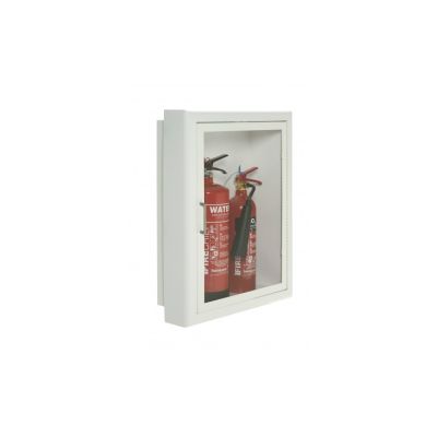 Firechief Arc Double Cabinet - White Steel Semi-recessed Clear Acrylic Glazed Door (FEC4018F10)