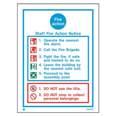 Sign FIRE ACTION White (W5479D)