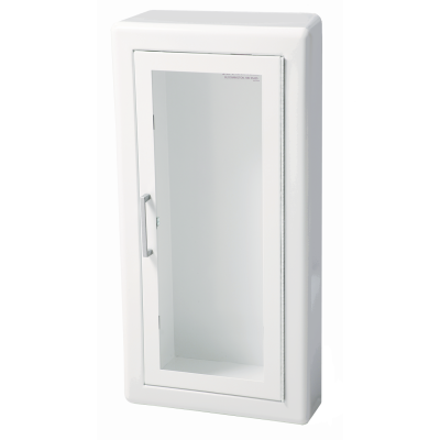 Firechief Arc Single Cabinet - White Steel Semi-recessed Clear Acrylic Glazed Door (FEC2018F10)