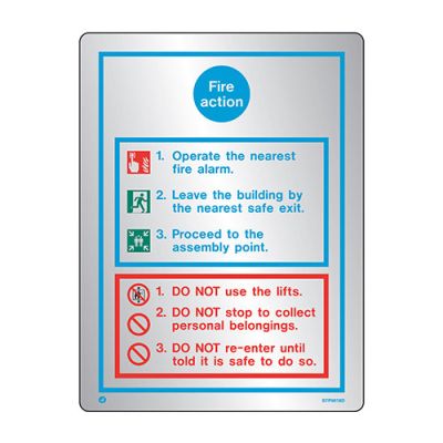 Sign FIRE ACTION Stainless Steel 200 x 150 (STB5018D)