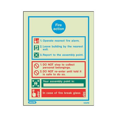 Sign FIRE ACTION Photolum