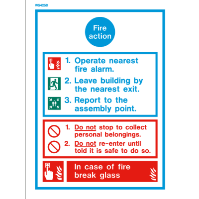 Sign FIRE ACTION White (W5425D)