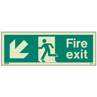 Sign FIRE EXIT DOWN LEFT Photolum (433K/R)