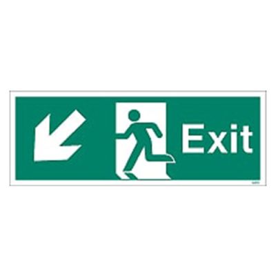 Sign EXIT DOWN LEFT White (W443K)