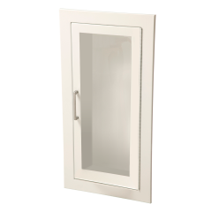 Firechief Arc Single Cabinet - White Steel Fully-recessed Clear Acrylic Glazed Door