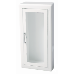 Firechief Arc Single Cabinet - White Steel Semi-recessed Clear Acrylic Glazed Door