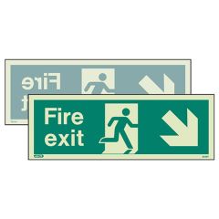 Sign Fire Exit Down Left/Right Photolum Fire Depot